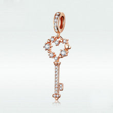 Load image into Gallery viewer, Amazon Source Europe and America Hot Sale S925 Sterling Silver Pendant Rose Gold Key DIY Necklace Accessories Manufacturer