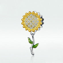 Load image into Gallery viewer, Amazon Source s925 Hollow Sunflower Sterling Silver Charm Pendant Yellow DIY Bracelet Beaded Long Beads