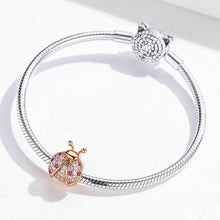 Load image into Gallery viewer, Cross-border hot sale S925 sterling silver beaded insect ladybug DIY bracelet accessories rose gold zircon beads