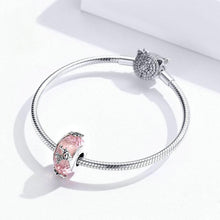 Load image into Gallery viewer, European and American hot sale beaded S925 sterling silver charm charm loose beads butterfly pink colored glaze DIY bracelet accessories
