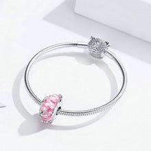 Load image into Gallery viewer, Cross-border source of sterling silver S925diy beaded charm glass beads pink flowers inlaid phalaenopsis original innovation