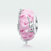 Load image into Gallery viewer, Cross-border source of sterling silver S925diy beaded charm glass beads pink flowers inlaid phalaenopsis original innovation