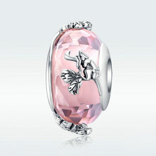 Load image into Gallery viewer, European and American hot sale beaded S925 sterling silver charm charm loose beads butterfly pink colored glaze DIY bracelet accessories