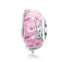 Load image into Gallery viewer, Cross-border source of sterling silver S925diy beaded charm glass beads pink flowers inlaid phalaenopsis original innovation