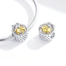 Load image into Gallery viewer, Cross-border source of original sterling silver jewelry accessories loose beads platinum plated beaded S925 Christmas bells hollowed out silver beads