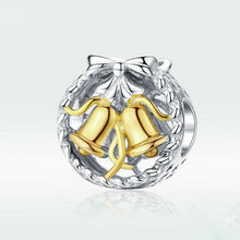 Load image into Gallery viewer, Cross-border source of original sterling silver jewelry accessories loose beads platinum plated beaded S925 Christmas bells hollowed out silver beads