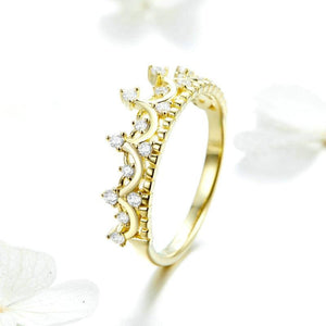 Aphrodite original European and American hot sale queen crown S925 sterling silver Hao stone real gold plated ladies ring SCR493