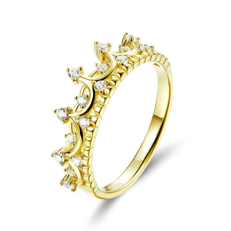 Aphrodite original European and American hot sale queen crown S925 sterling silver Hao stone real gold plated ladies ring SCR493