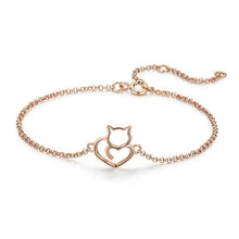Load image into Gallery viewer, Evelyn original cute cat bracelet rose gold plated sterling silver S925 bracelet European and American popular female jewelry