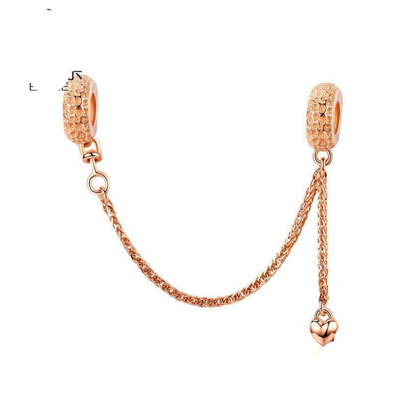 Cross-border source S925 sterling silver tire safety chain said handmade DIY jewelry accessories rose gold plated one drop