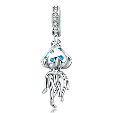 Aphrodite original beaded marine series sterling silver jellyfish pendant S925 platinum-plated pendant diy bracelet accessories