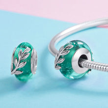 Load image into Gallery viewer, s925 sterling silver glazed beads diy beaded bracelet accessories summer green leaf accessories loose beads SCC863