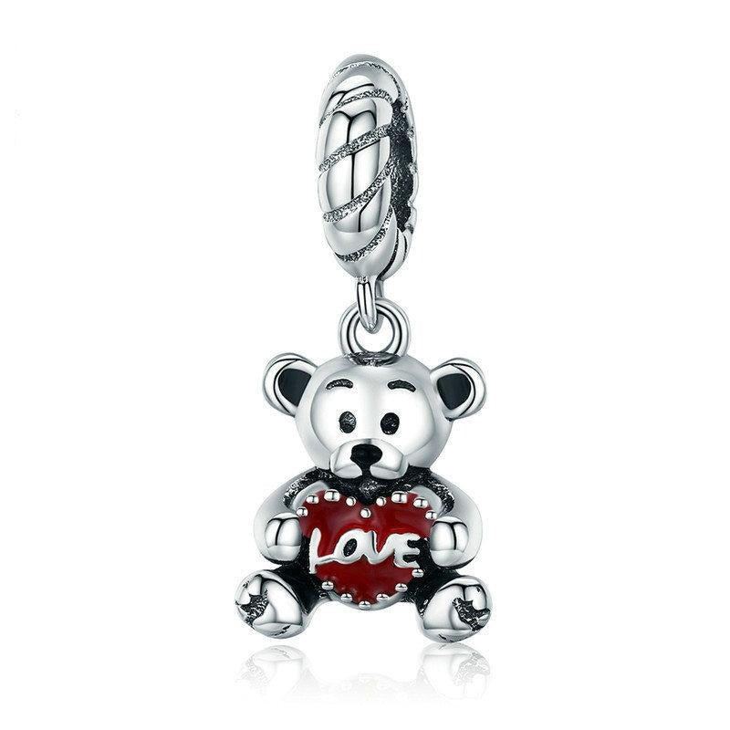 Evele Bear Hug Love S925 Sterling Silver Charm Spot DIY Beaded Ladies Bracelet Accessories SCC521