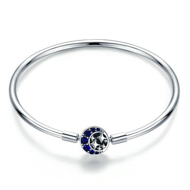 Aphrodite Europe and America Hot Sale Starry Sky S925 Sterling Silver Bangle Bracelet with Blue Gemstone SCB080