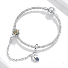 Load image into Gallery viewer, Amazon Source 2020 original new sun, moon and stars sterling silver s925 safety chain color zircon beaded bracelet