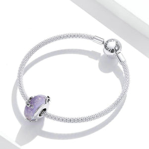 Amazon Hot Selling DIY Sterling Silver Beaded S925 Faceted Purple Glass Bead Small Flower Fresh Fashion Bead Bracelet